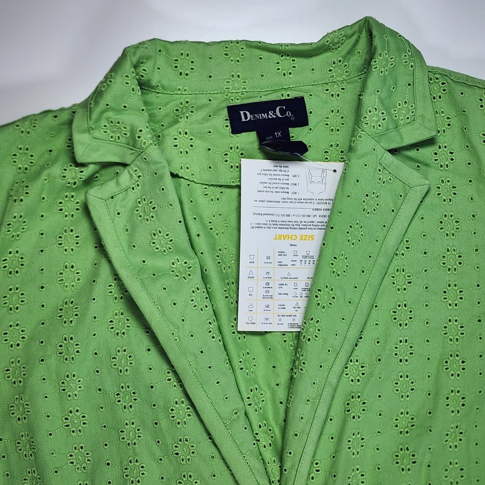 Denim & Co Women's Eyelet Blazer Jacket Size 1X Boho Cottagecore NWT - Picture 5 of 13